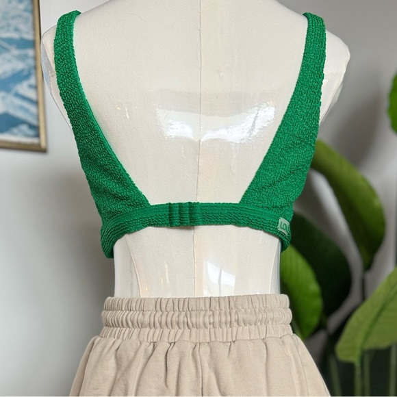 Lole green crinkle ribbed Y2K swim top stretchy size medium - Picture 9 of 9